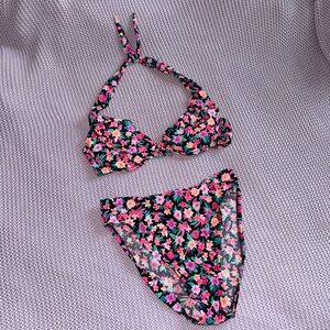 Vintage 90s Victoria's Secret floral high waisted swimsuit bikini made in USA